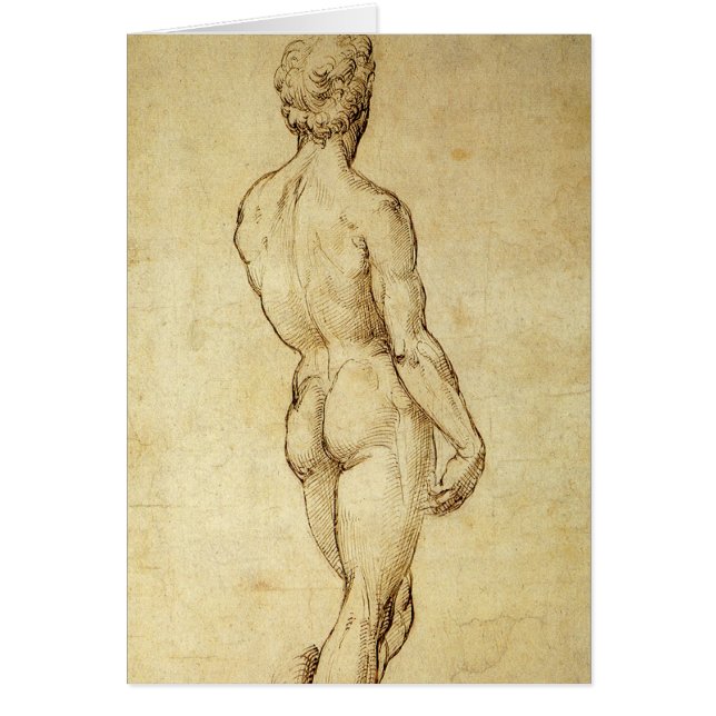 Cartão Estudo da estátua David de Michelangelo por Raphae (Frente)