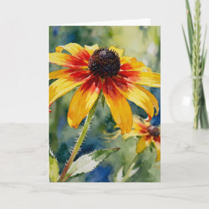 Cartão Estudo de Coneflower C em Aquarela