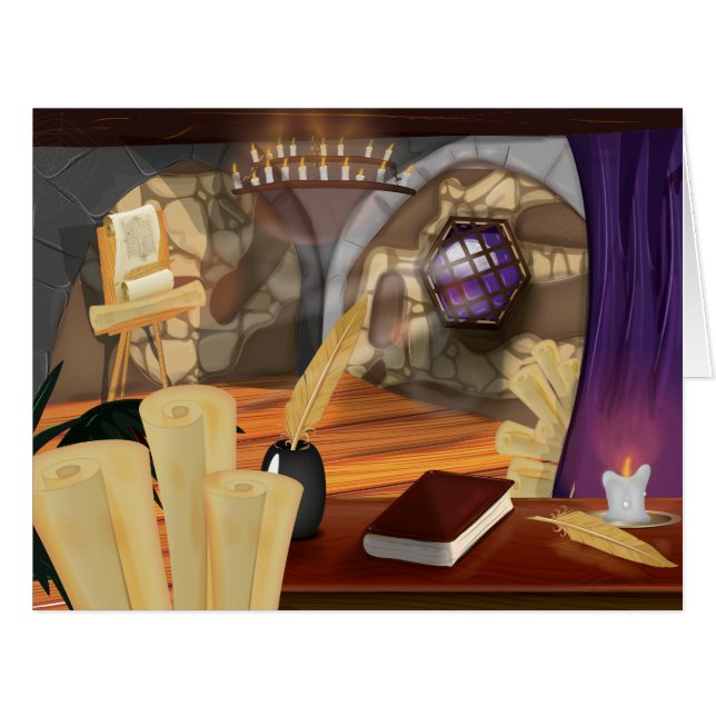 Cartão Estudo de Escriba Medieval (Frente horizontal)