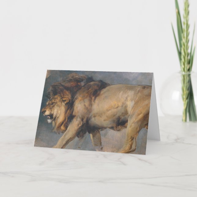 Cartão Estudo de um Leão (por Edwin Henry Landseer) (Frente)