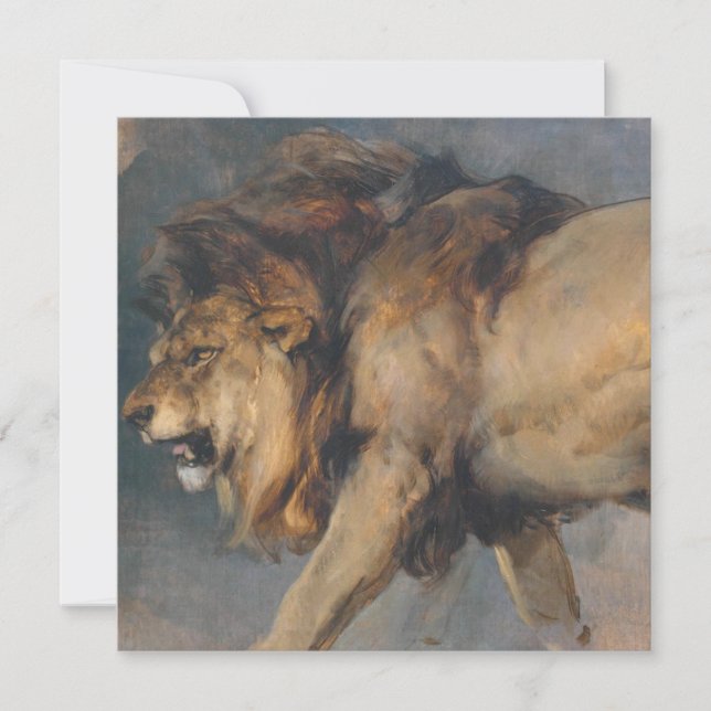 Cartão Estudo de um Leão (por Edwin Henry Landseer) (Frente)