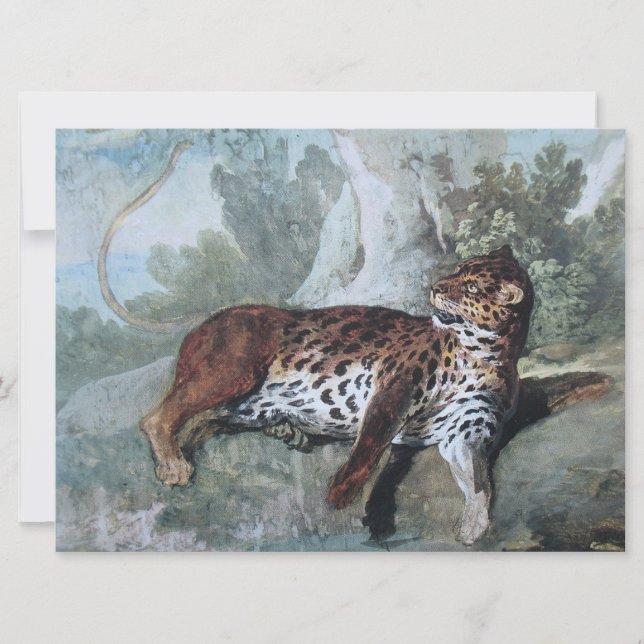 Cartão Estudo de um Leopardo (por Jean-Baptiste Oudry) (Frente)