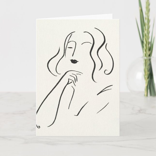 Cartão Estudo Simples - Desenho de uma Mulher (Frente)