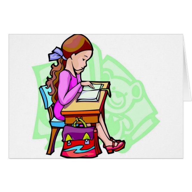 Cartão Estudos De Meninas Na Mesa (Frente Horizontal)