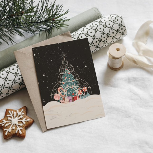 Cartão Estufa Invernal Encantada Cheia de Festivo (Criador carregado)