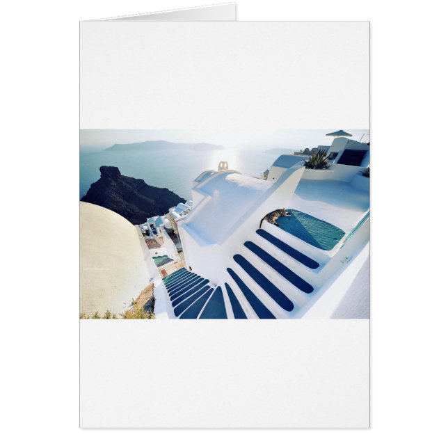 Cartão Etapas de Santorini Oia, piscina (Frente)