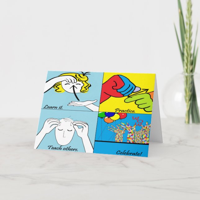 Cartão Etapas do ASL quatro ao sucesso (Frente)