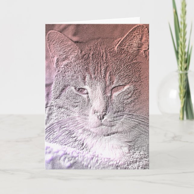 Cartão Etched Kitten Greeting Card (Frente)