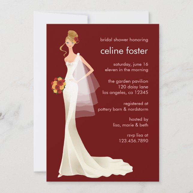 Cartão etéreo do chá de casamento da noiva (Frente)