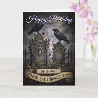 Cartão Eternal Gothic Lovers Dark Cemetery Raven Birthday