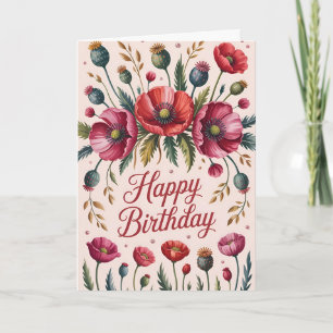 Cartão Eterno Poppy Aniversário Floral