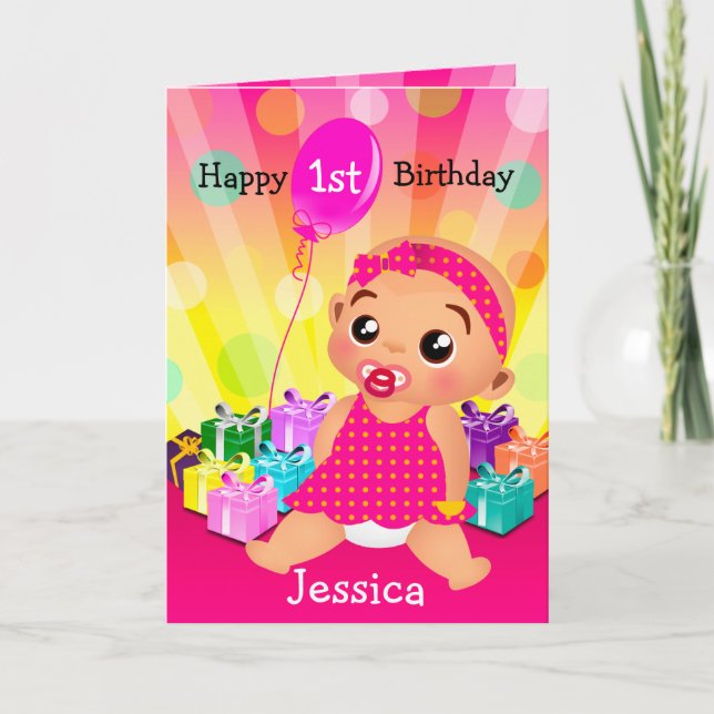 Cartão Ethic Baby First Birthday Card - Adicionar Foto (Frente)