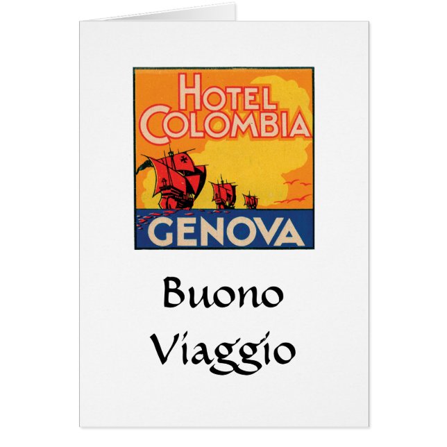 Cartão Etiqueta de Bagagem do Hotel Columbia Genova (Frente)