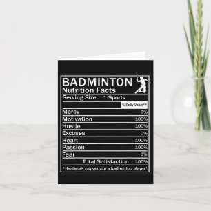 Cartão Etiqueta de Ingredientes de Badminton Engraçado