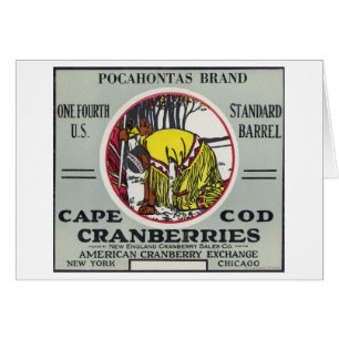 Cartão Etiqueta do arando da marca de Cape Cod Pocahontas