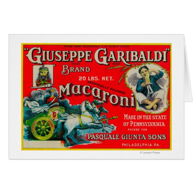 Cartão Etiqueta Giuseppe Garibaldi Macaroni (Frente Horizontal)