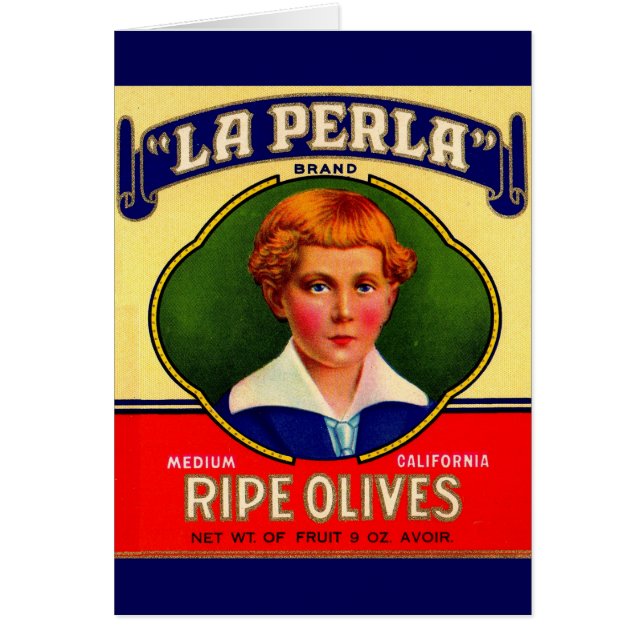 Cartão Etiqueta LaPerla Olives, 1930 (Frente)