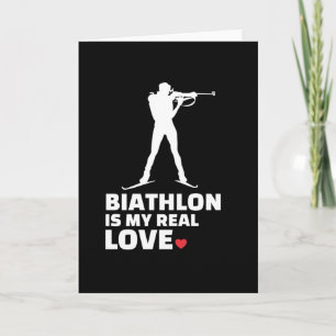 Cartão Eu adoro a silhueta de biatlo Na moda biathlon