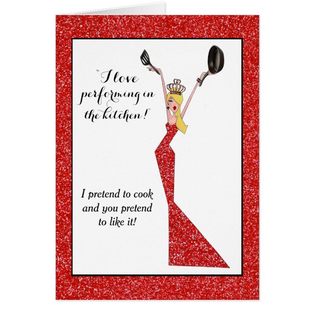 Cartão "Eu adoro atuar na cozinha!" Celebridade Diva (Frente)