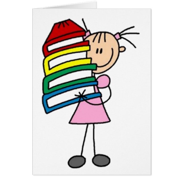 Cartão Eu Adoro Ler Figura De Pau (Frente)