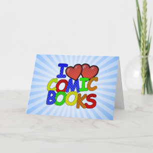 Cartão Eu Adoro Livros Em Quadrinhos