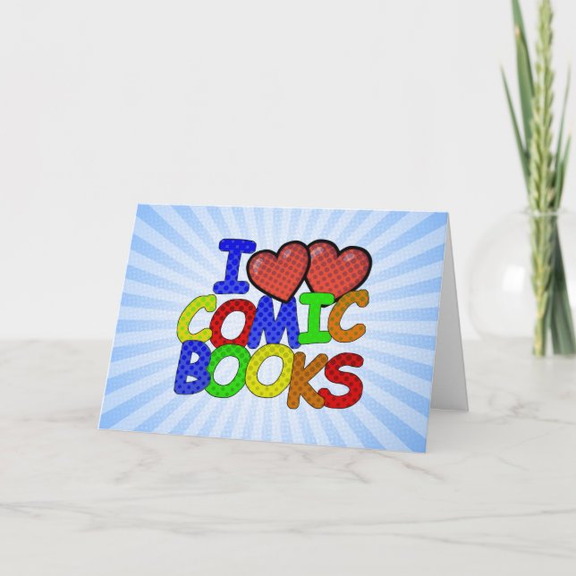 Cartão Eu Adoro Livros Em Quadrinhos (Frente)