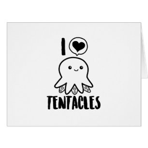 Cartão Eu Adoro Tentáculos T-shirt Cute Octopus Tee