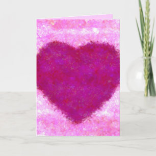 Cartão Eu Adoro Você Coração Pintado Design Rosa Impressã