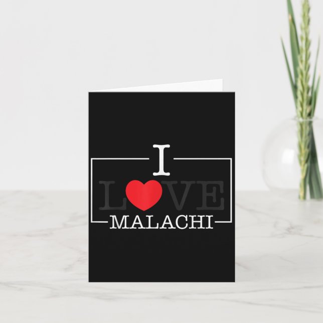 Cartão Eu amo a família cardíaca Malachi Nome Malachi Gro (Frente)