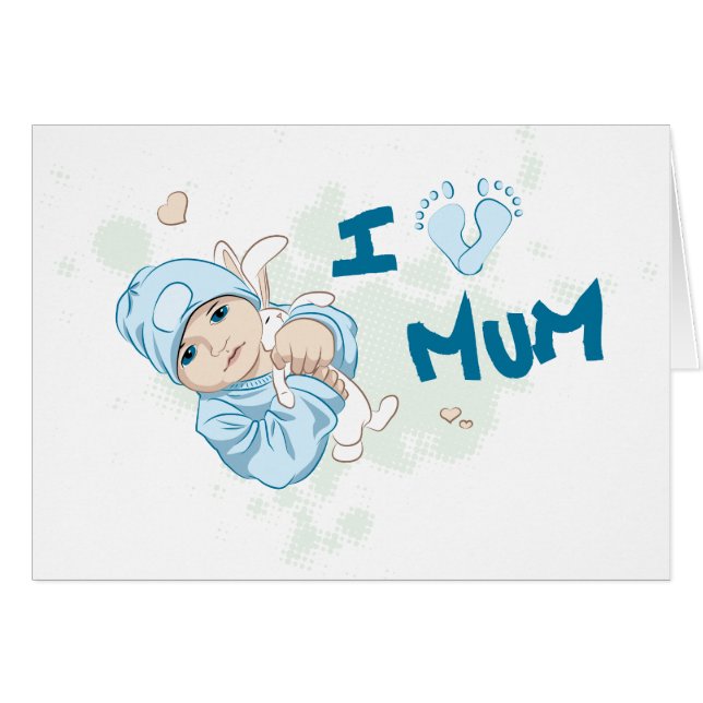 Cartão Eu amo a mãe - menino (Frente Horizontal)