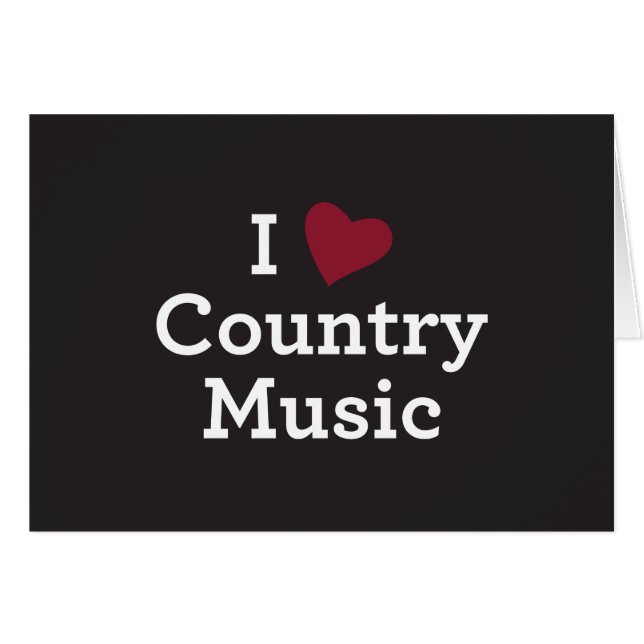 Cartão Eu amo a música country (Frente horizontal)