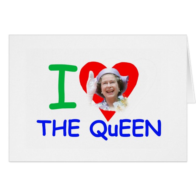Cartão Eu amo a Rainha - Rainha Elizabeth II (Frente Horizontal)