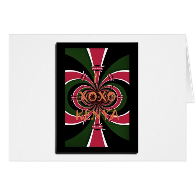 Cartão Eu Amo As Cores Nacionais XOXO Quênia (Frente Horizontal)