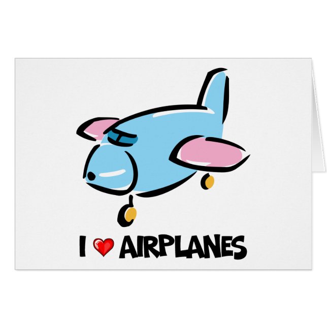 Cartão Eu amo aviões (Frente Horizontal)