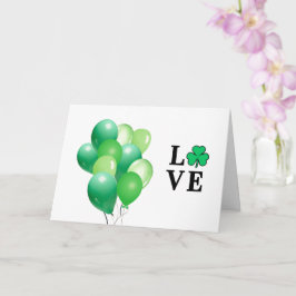 Cartão Eu AMO Balão Verde Irlanda Moderno Elegante