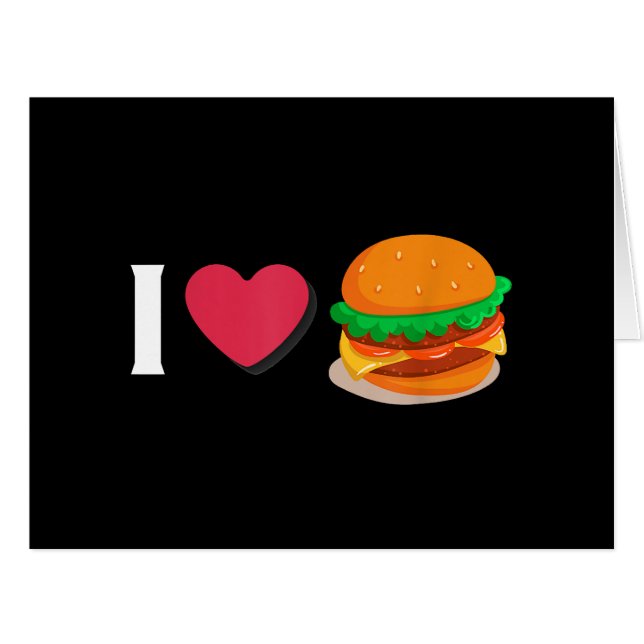 Cartão Eu Amo Burger Cheeseburger Unsaudável Comendo (Frente horizontal)
