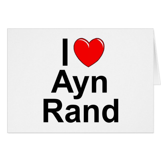 Cartão Eu amo (coração) Ayn Rand (Frente Horizontal)