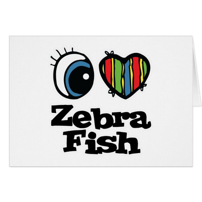 Cartão Eu Amo (Coração) Peixe-Zebra (Frente Horizontal)