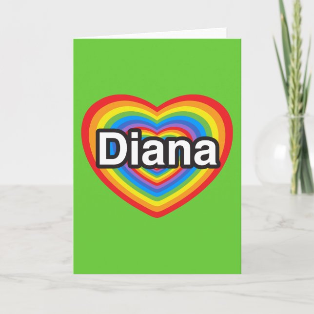 Cartão Eu amo Diana. Eu te amo Diana. Coração (Frente)