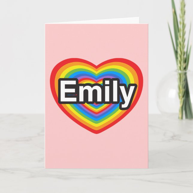 Cartão Eu amo Emily. Eu te amo Emily. Coração (Frente)