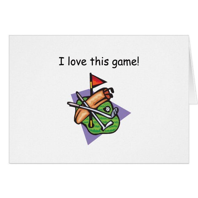 Cartão Eu amo este jogo! Design do golfe (Frente Horizontal)