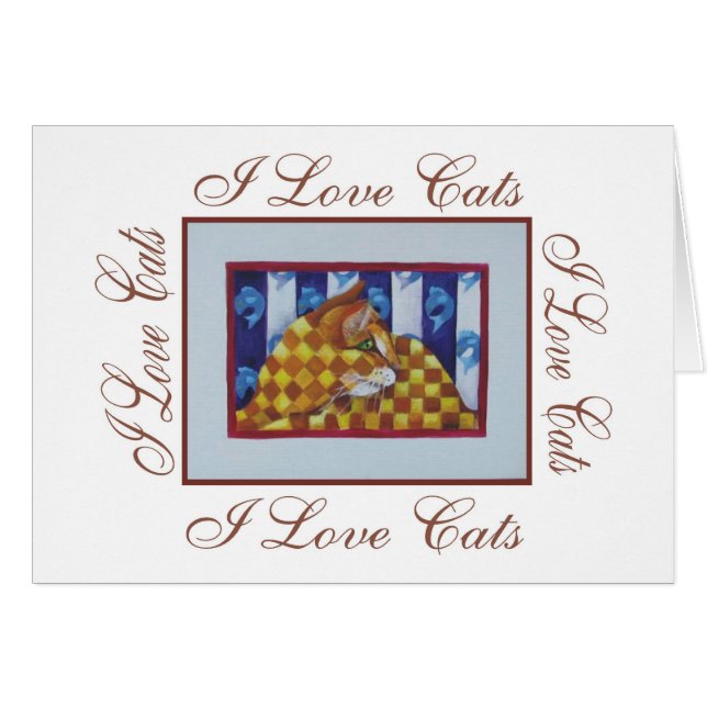 Cartão eu amo gatos (Frente Horizontal)