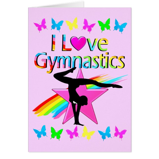 CARTÃO EU AMO GINÁSTICA RAINBOW GYMNAST GIRL DESIGN (Frente)