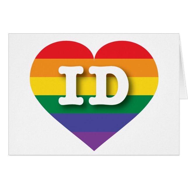 Cartão Eu amo Idaho Orgulho gay Rainbow Heart (Frente Horizontal)