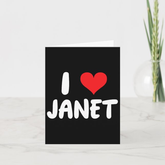 Cartão Eu Amo Janet - Coração - Nome  (Frente)