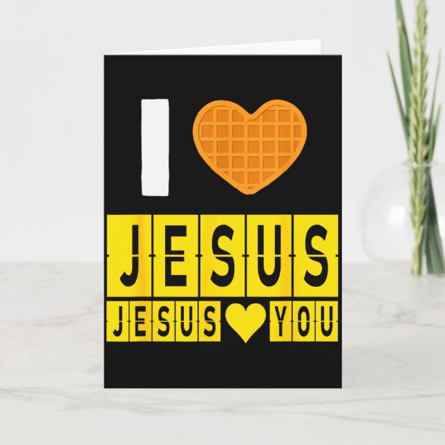 Cartão Eu Amo Jesus Coração de Waffle Jesus Te Ama Piada  (Frente)