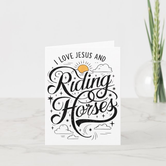 Cartão Eu Amo Jesus E Cavalos Cavalos Andando Meninas De  (Frente)