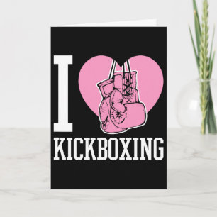 Cartão Eu Amo Kickboxing Coração Divertido Fofo Boxe Arte