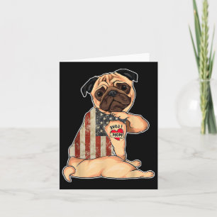 Cartão Eu Amo Mamãe Tatto Pug Camiseta de cão American Fl