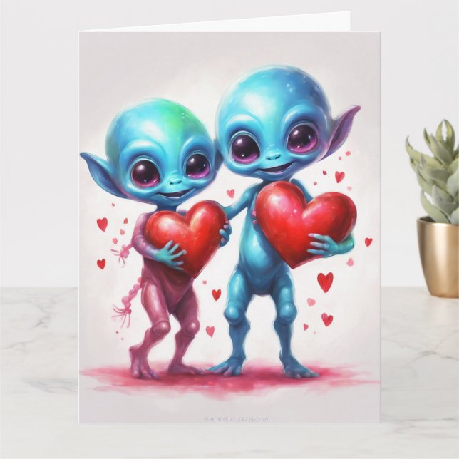 Cartão Eu amo meu alienígena (Planta pequena)